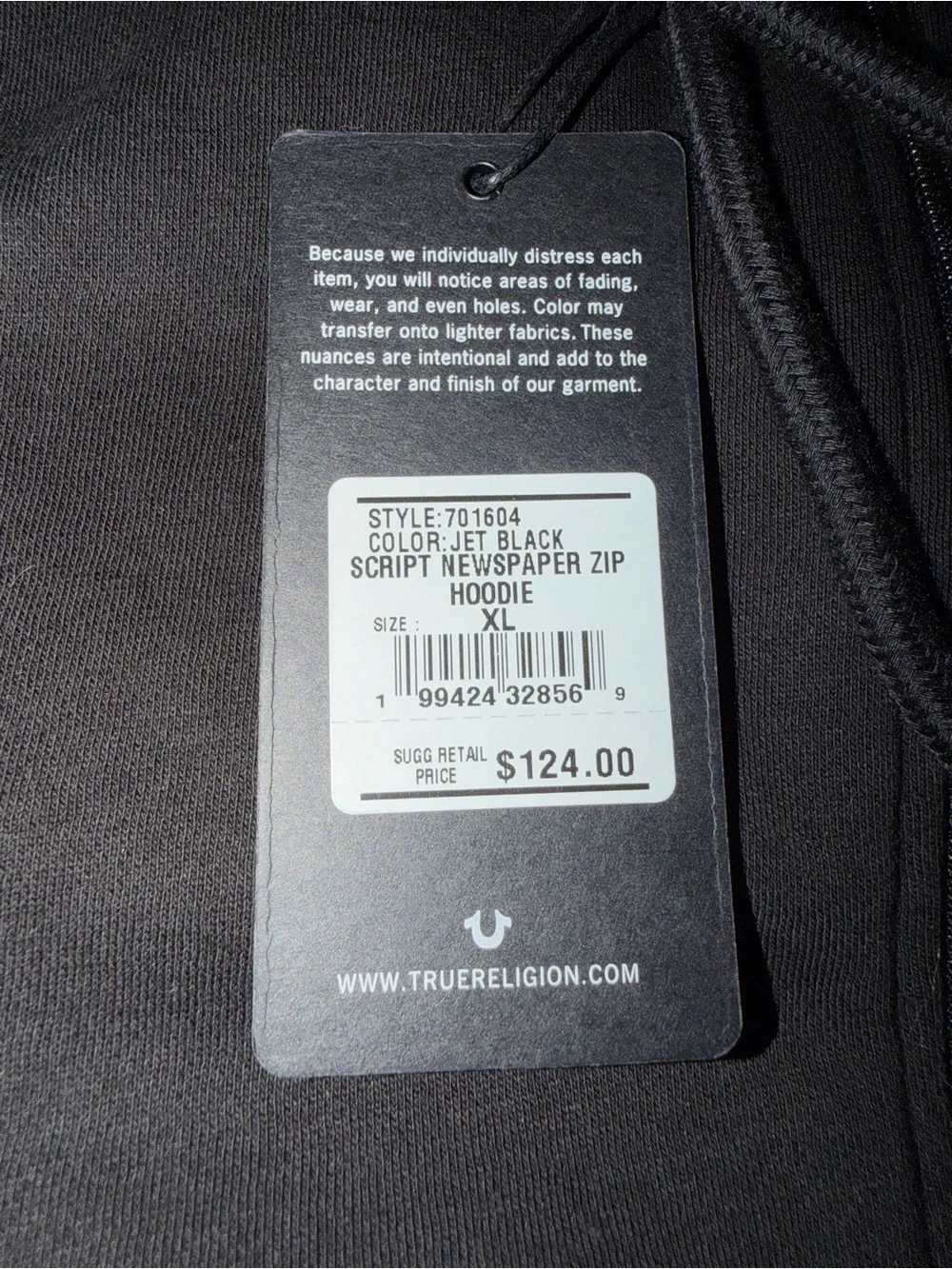True Religion Black Full-Zip Hoodie Jacket with Logo